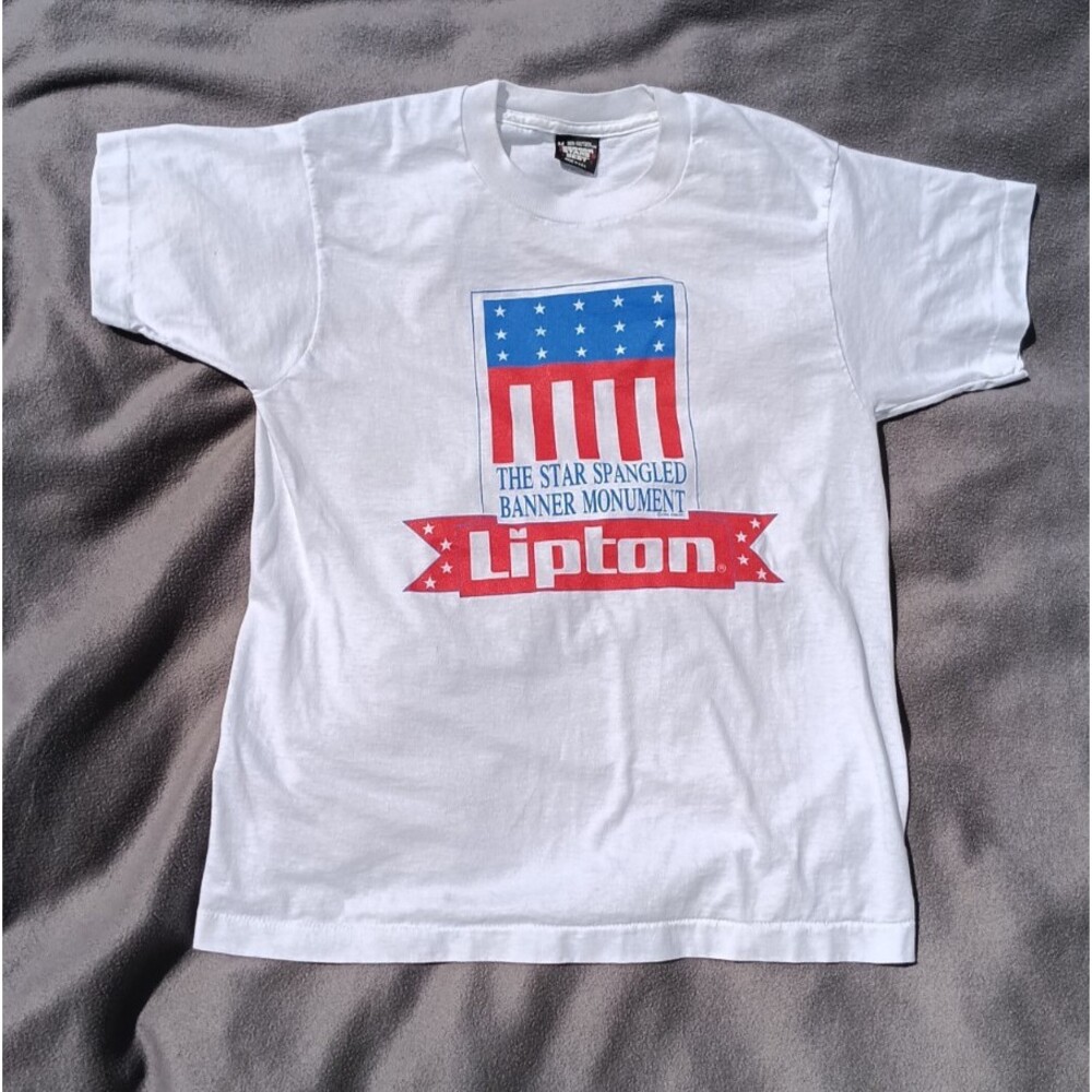 1991 Lipton Patriotic Monument T‑Shirt Medium White VTG Graphic Tee
